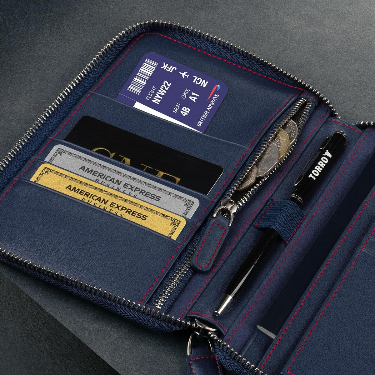 TORRO Travel Wallet – Genuine Leather Travel Organiser with Passport Holder and Detachable Cardholder