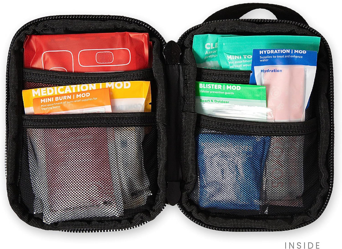 My Medic Sidekick - Camping Hiking and Backpacking First Aid Kit - 70 Items - HSA and FSA Eligible - Small Ifak Great for Travel or Motorcycle - Portable Emergency Kit โ Black