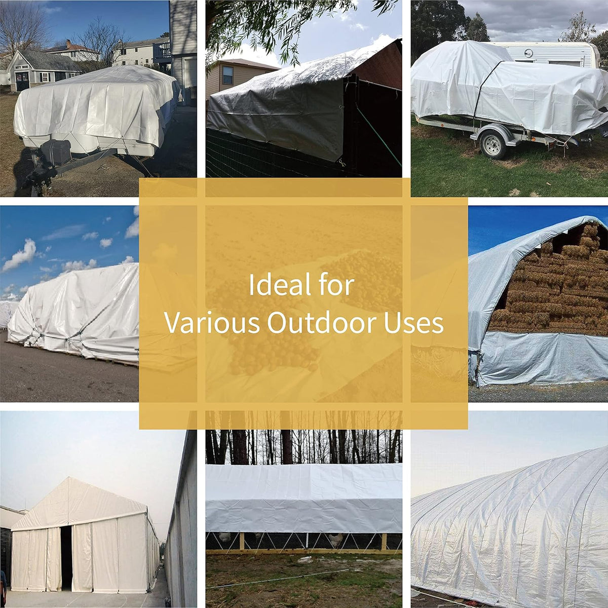 GUARD SHIELD Tarp White 8x10 Feet Multi Purpose Waterproof Poly Tarp Cover 5mil