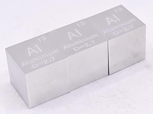 1" 25.4mm Aluminium Metal Cube Al up to 99.9% Pure Periodic Table Element Engraved Density Collection Science Education Display Block Cube + Acrylic Case Box - 1PC