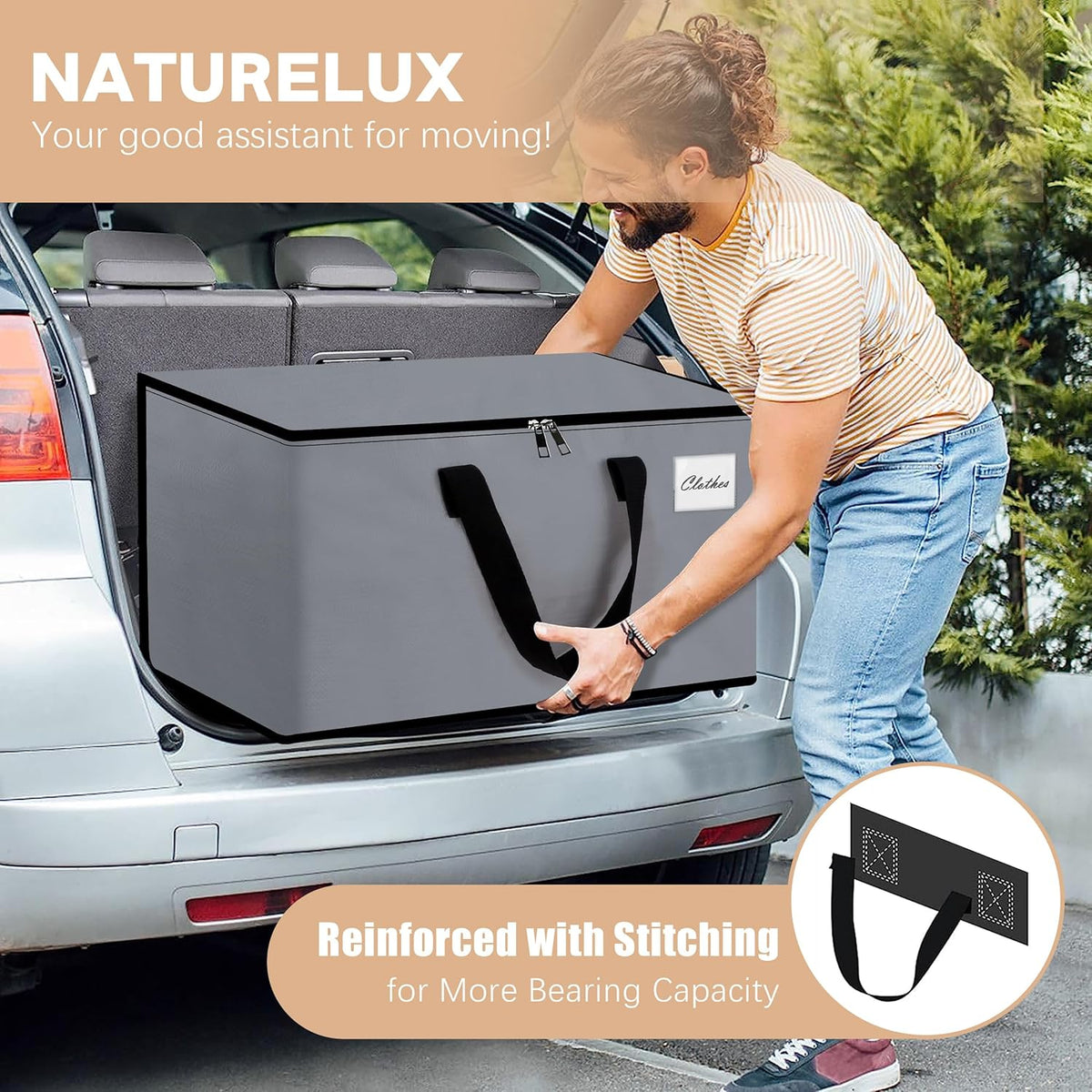Heavy Duty Moving Bags - Extra Large Packing Bags and Storage Totes, Collapsible and Foldable Option for Moving and Storage, Clear, 125 L - 12 Pack