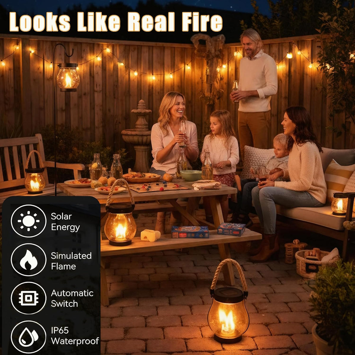 Kaliqo Solar Lantern Outdoor Lights Solar Lantern Waterproof Flickering Flame Hanging Lanterns for Patio Yard Garden Decor (6 Pcs)