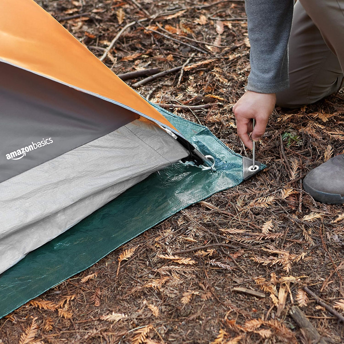 Amazon Basics Waterproof Camping Tarp, 9.5 Feet x 11.3 Feet, Dark Green