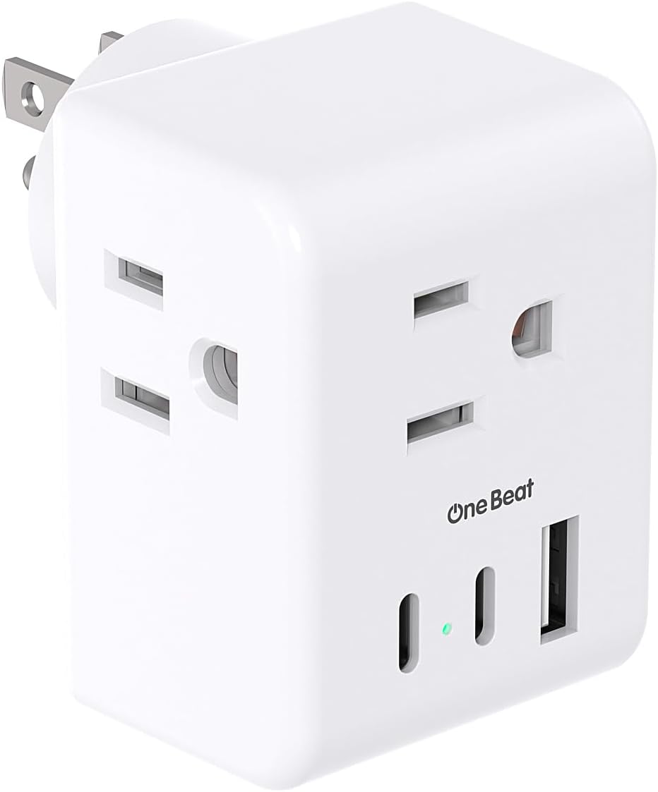 Multi Plug Outlet Extender, Power Strip Non Surge Protector Electric Outlet Splitter with 3 USB Wall Charger (2 USB C), Multiple Outlet Expander for Cruise, Dorm, Travel, Home, Office(White)