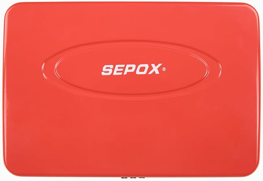 SEPOX Portable Security Case Lock Box Steel, Personal Travel Safe Storage Cabinet for Small Item, with 3 Ft Cable and Ressetable Combination Lock for Dorm, Car, Sports, Office, Red