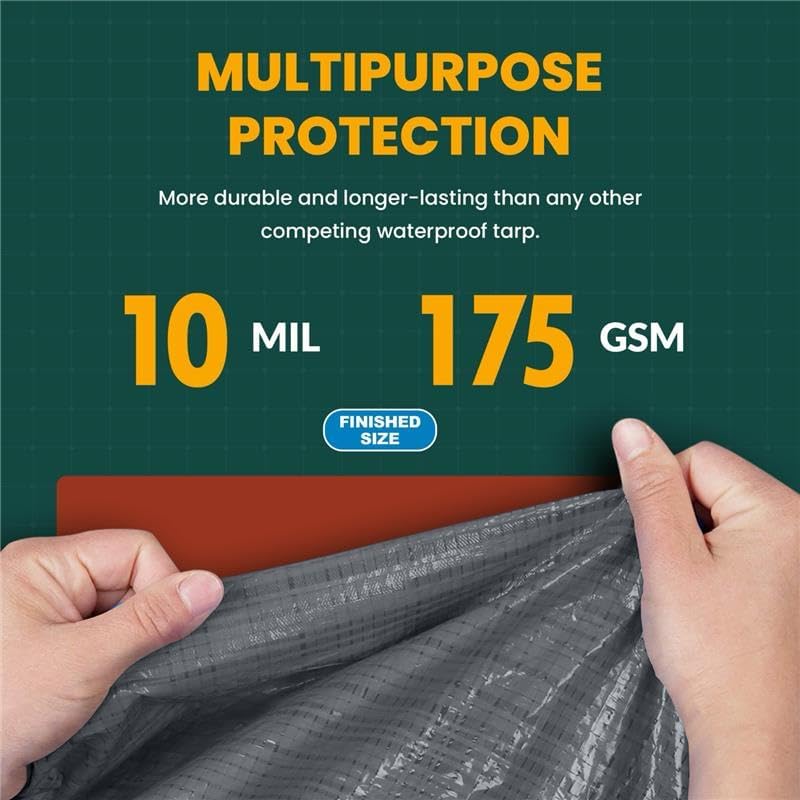 Tarp Cover 10X12 Silver/Black Heavy Duty Thick Material, Waterproof, Great for Tarpaulin Canopy Tent, Boat, RV or Pool Cover! by Trademark Supplies