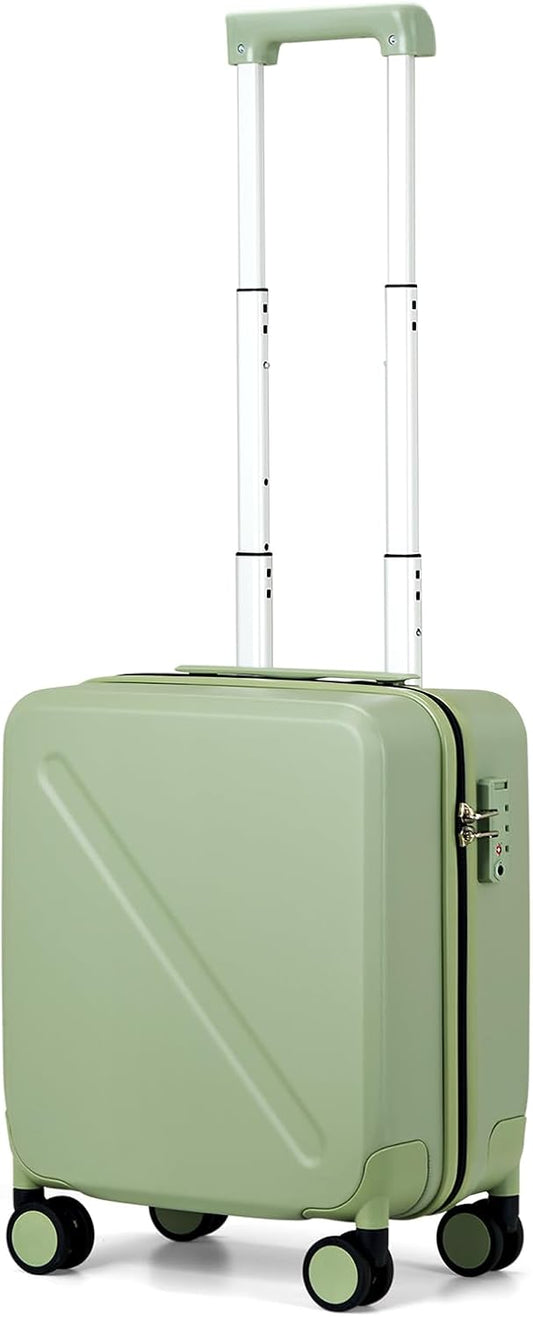 MILADA Underseat Carry On Luggage With Wheels 16 Inch Small Suitcase Underseat Carry On bag Mini Travel Luggage Personal Item Hard Case Luggage TSA Approved Luggage,Bamboo Green