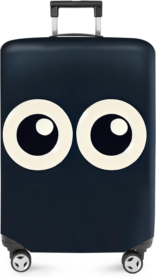 ANNA QUEEN Navy Blue Cartoon Eyes Luggage Cover, Funny Suitcase Protector for 32-34 Inch Luggage, Stretchable & Washable Travel Cover, Cute, Durable & Easy to Spot