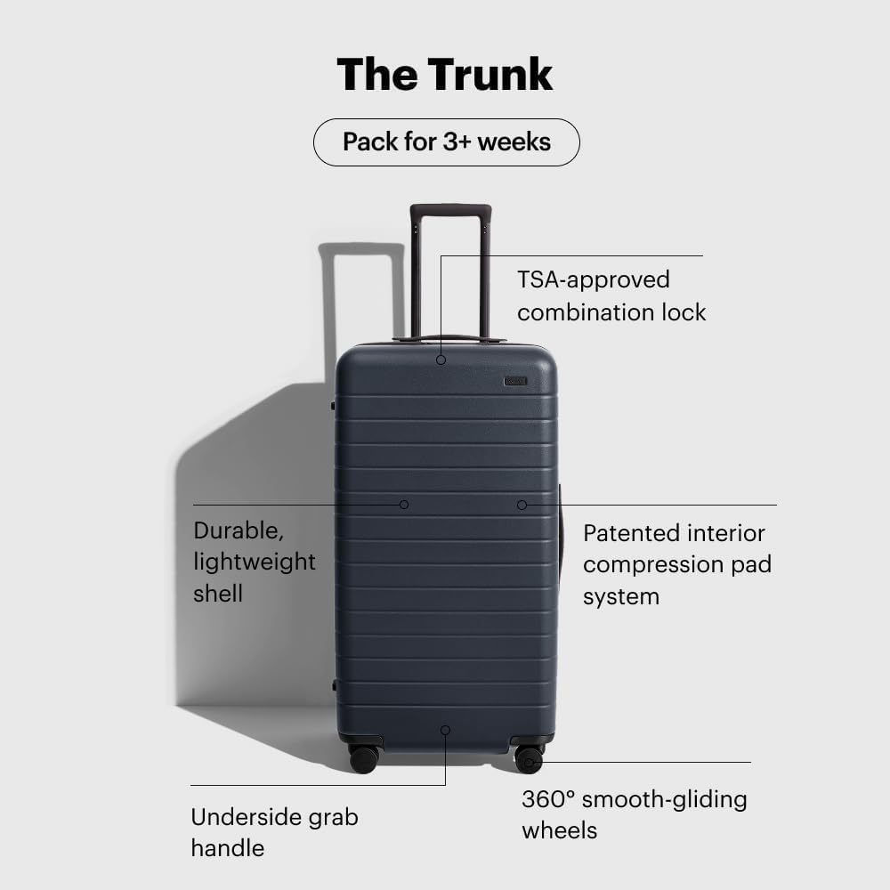 Away Large Trunk Luggage, 31 Inch Hardside Suitcase with Spinner Wheels, Lightweight & Durable, TSA Lock, Ideal for Long Trips, Salt White