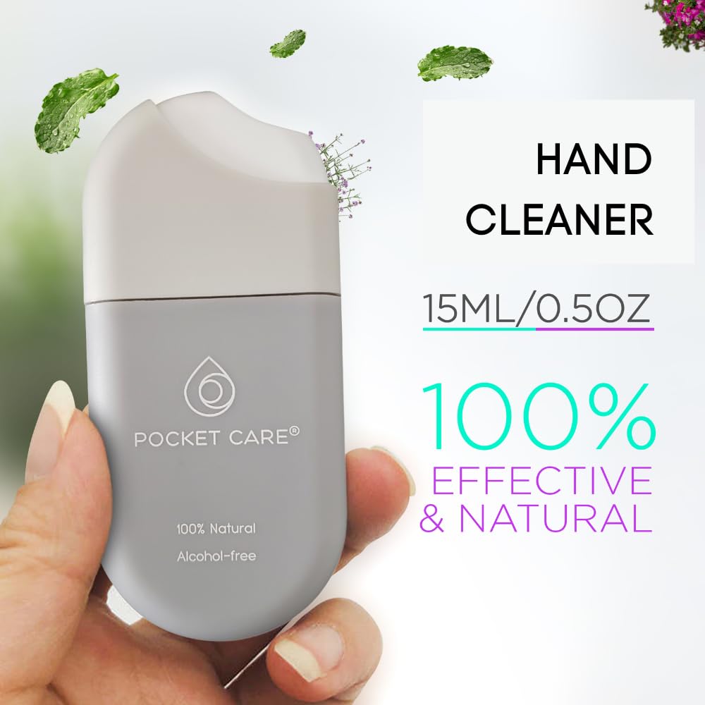 POCKET CARE | 3 Pack Unscented Hand Moisturizing cleanser Spray .50 Fl OZ each bottle - natural moisturizing | Organic | Travel Size - Travel Accessories