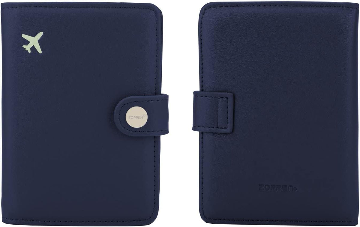 ZOPPEN Passport Holder Women Men, Passport Cover Travel Wallet Rfid Blocking Passport Wallet Cover Case Travel Essentials Document Organizer, Navy Blue