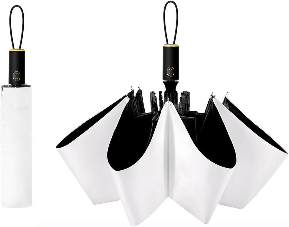 Cuby UV Sun Umbrella Compact Folding Umbrella lightweight Portable Manual Travel Umbrella for Rainproof & 99% UV Protection with Black Anti-UV Coating