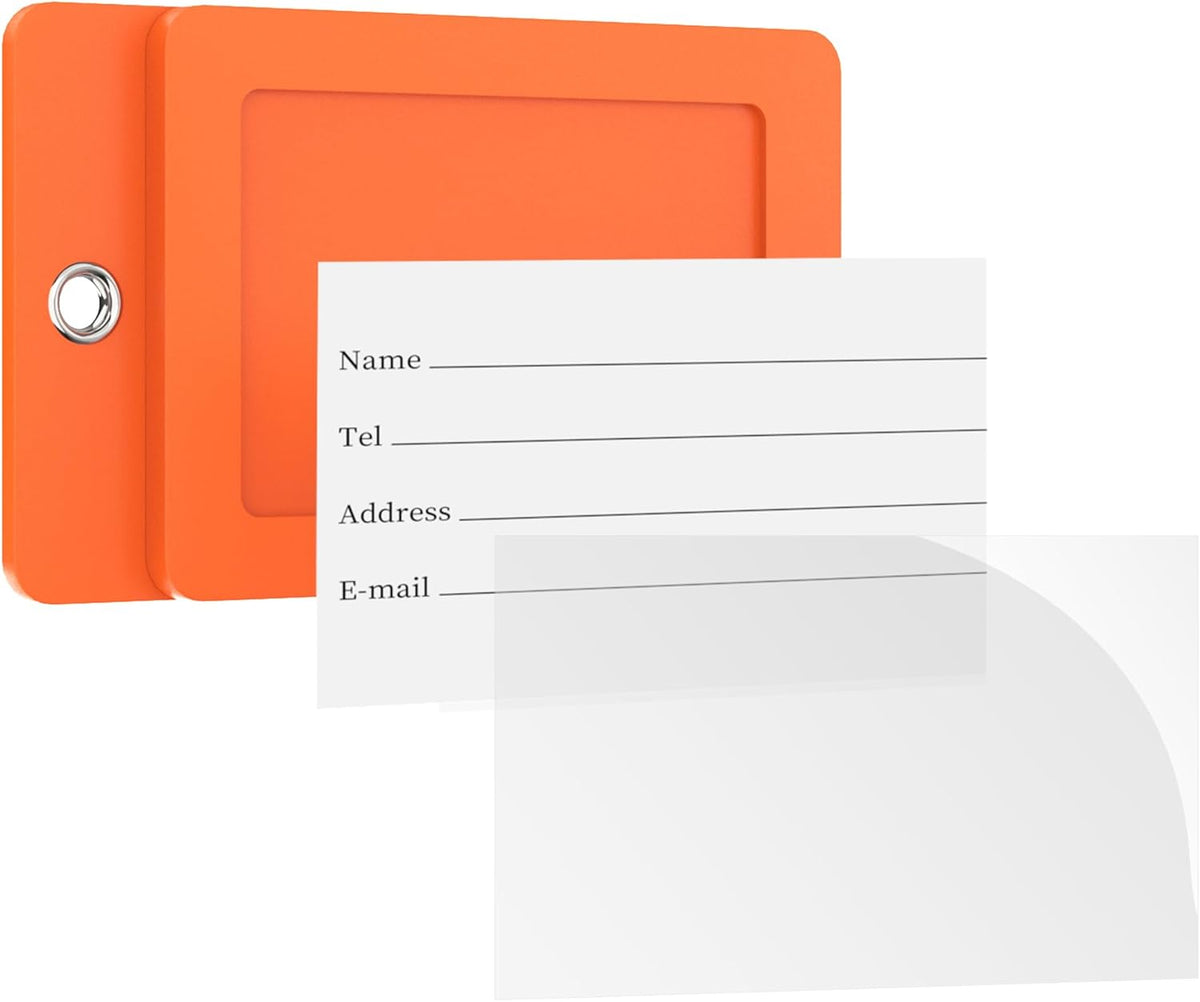 Gostwo 2 Pack Luggage Tags for Suitcases, 26 Initial Letter Travel Luggage Baggage Identification Labels ID Tag Fully Bendable Tags with Stainless Steel Loop (Orange) (Letter S)