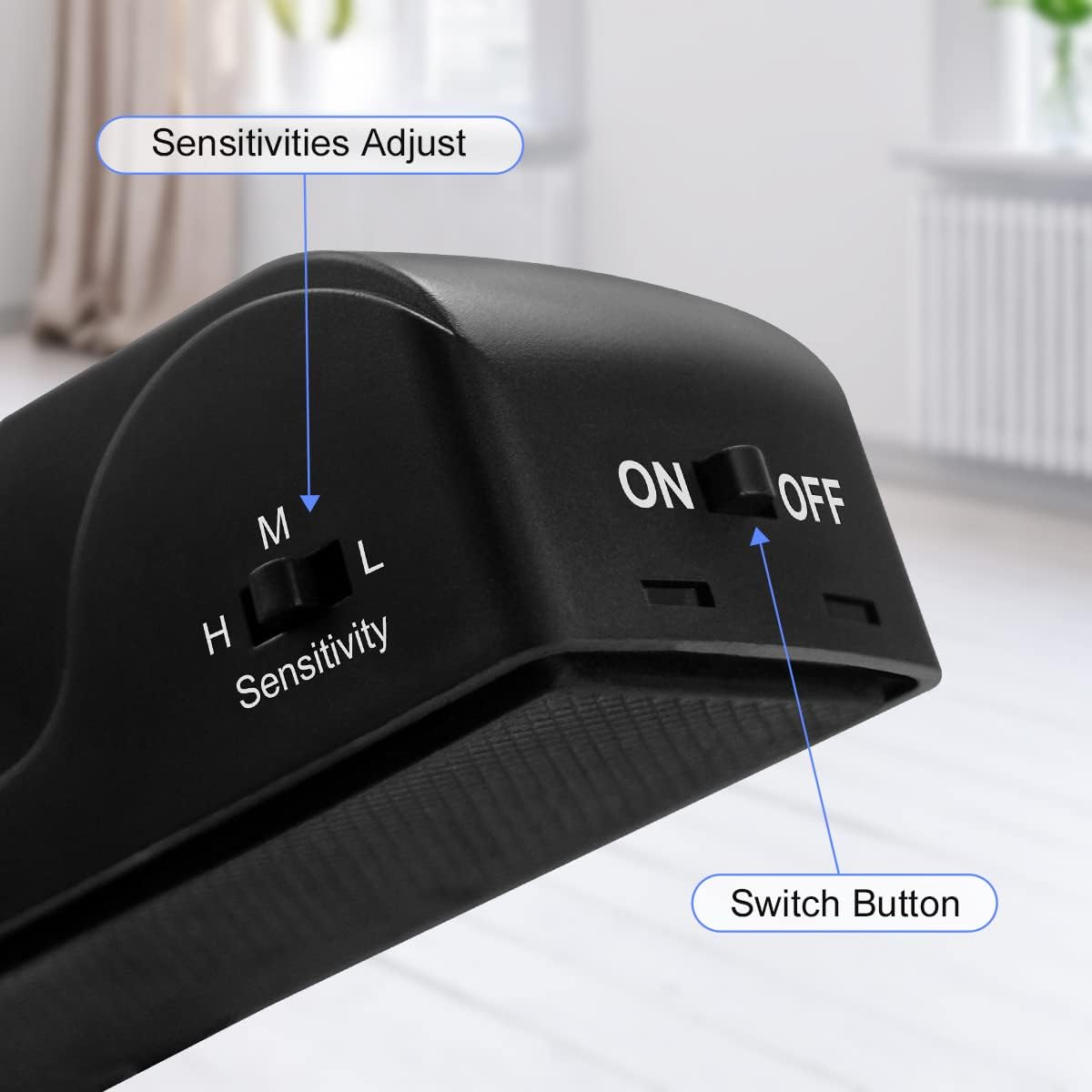 1 Pack Door Stop Alarm, Door Stopper with 120DB Security Alarm, Floor Wedge Door Stop Siren, Door Security Devices for Traveling, Apartment, Hotel and Home, Black