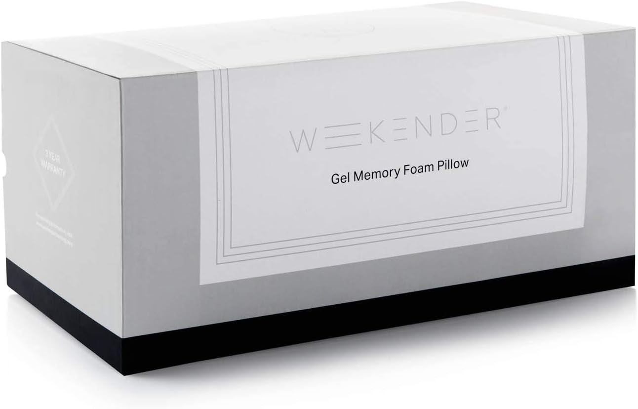 WEEKENDER Gel Queen Size-1-Pack-Medium Plush Feel-Neck and Shoulder Support-Side, Stomach, and Back Sleepers-Home, Hotel, & Hospital Essentials-CertiPur Certified Memory Foam Pillow, Blue
