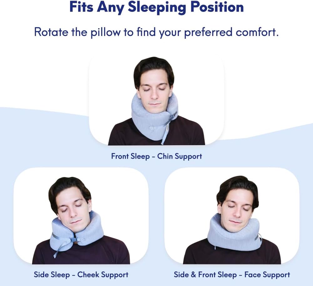 C CUSHION LAB Travel Pillow, Award-Winning Patented Ergonomic Design for Chin & Neck Support Memory Foam Neck Pillow, Compact Airplane Pillow for Traveling, Flight, Car (Dynamic Orange, Large)