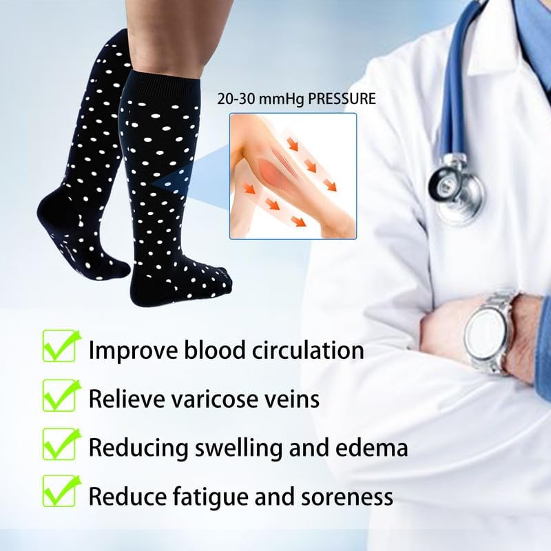LEVSOX Viscose Made from Bamboo Compression Socks for Pregnant Women 20-30 mmHg Knee High Cute Mens Supports Socks for Travel