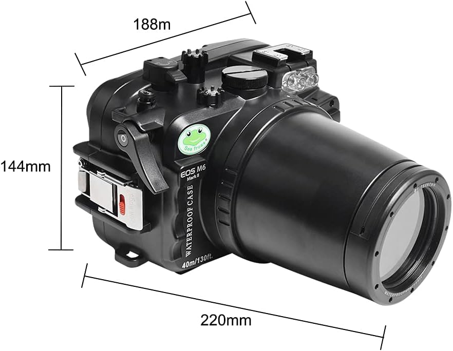 Sea frogs Underwater Camera Case Compatible with Canon EOS M6 Mark II 18-150MM IPX8 40m/130ft Maximum Diving Depth Waterproof Camera Housing for Diving, Surfing, Rowing, Skiing
