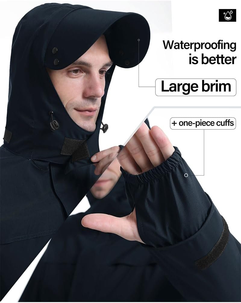 iCreek Rain Suit Waterproof Jacket with Pants 2 Pieces Breathable Lightweight Packable Raincoat with Hooded Rain Gear Unisex