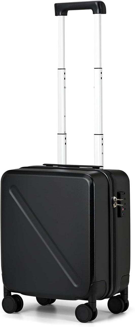 MILADA 16 Inch Underseat Carry On Luggage With Wheels Small Suitcase Underseat Carry On Bag Hard Case Luggage With TSA Approved Luggage Mini Travel Luggage Personal Item, Black