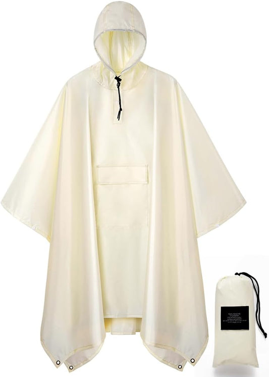 salamra Hooded Rain Poncho Waterproof Raincoat Jacket for Men/Women/Adults with Pocket