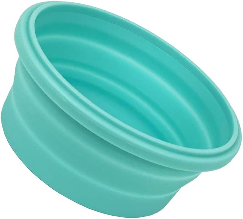 CARTINTS Small Collapsible Bowl Silicone Food Storage Containers Collapsible Camping Bowl for Travel Camping Hiking with Airtight Plastic Lids and 2Pack Silicone Dish Sponges- Blue, 350ml