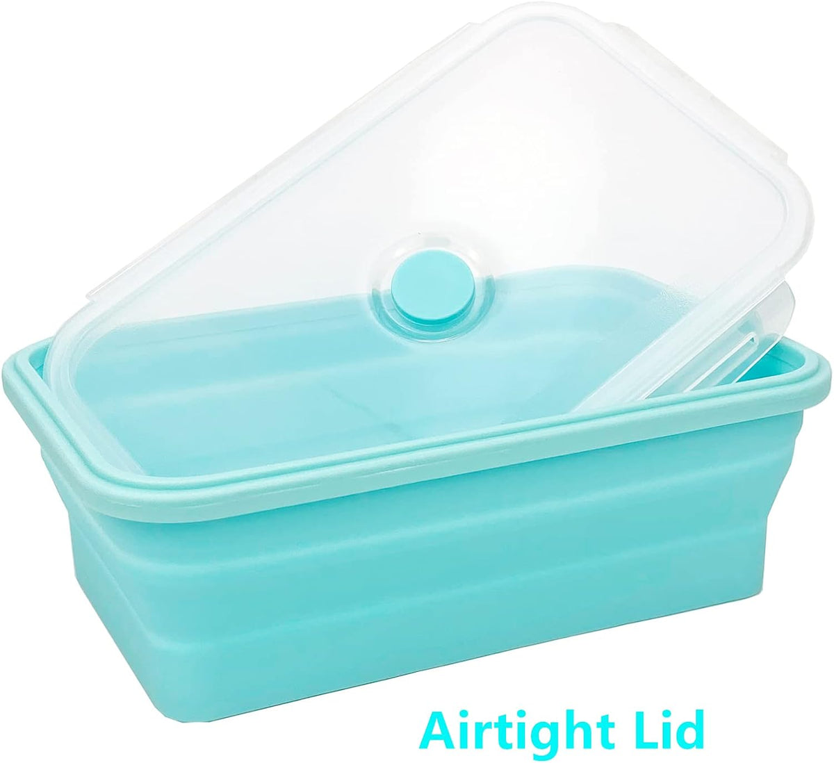 CARTINTS Large Collapsible Camping Food Containers, 1200ml Silicone Lunch Container, Microwave Safe Reusable Meal Prep Container For Indoor&Outdoor Kitchen With Foldable Spoon, Blue
