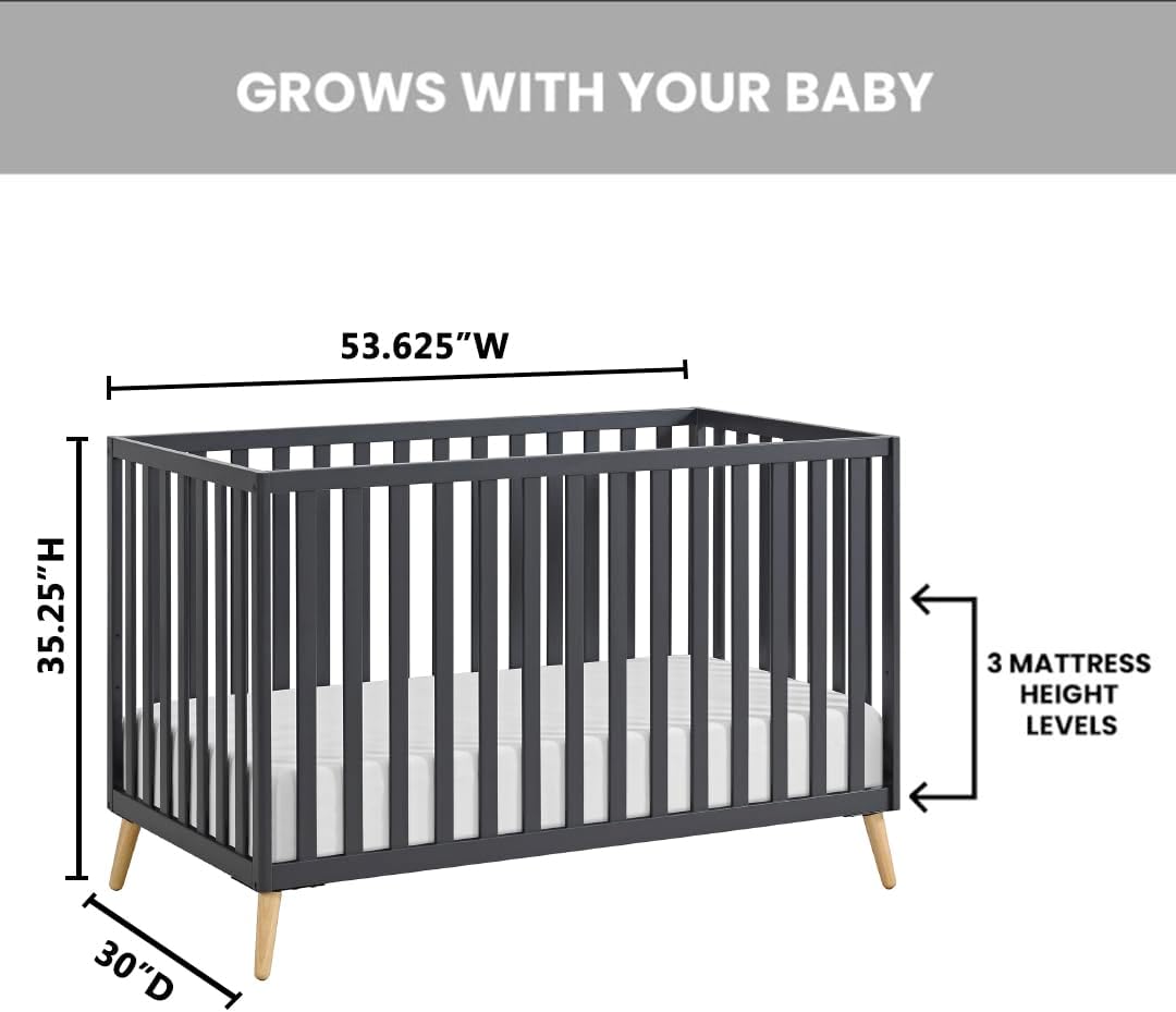 Oxford Baby Cozy Nest Convertible Island Crib, Midnight Slate/Natural