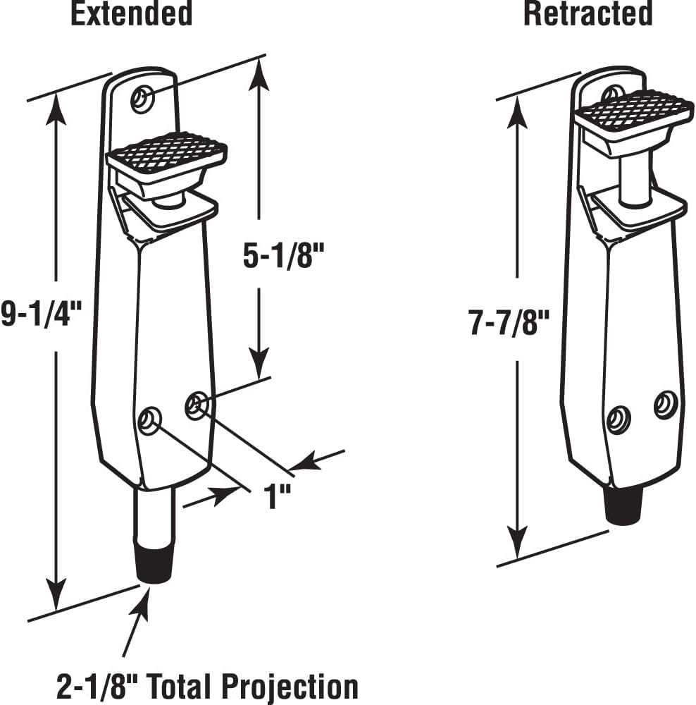 Pacific Doorware Heavy Duty Spring Loaded Step Down Push On Door Holder/Stopper (2, Aluminum)