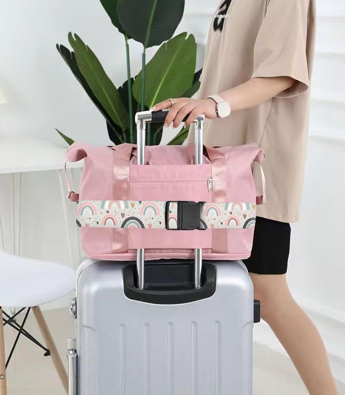 Luggage Straps for Suitcases Travel Belt Accessories, Cute Suitcase Strap, Adjustable Luggage Belt Strap, Heavy Duty with Quick-Release Buckle Luggage Strap Cute Boho Rainbows