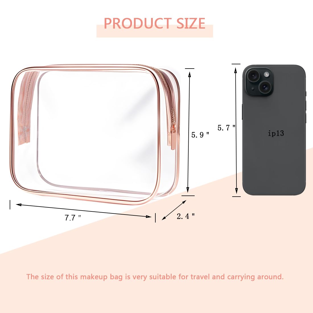 Clear Toiletry Bag, 3 Packs TSA Approved Water resistant Travel Organizer, Airport Airline Travel Essential Carry On Makeup Cosmetic Bags for Women, 3Color - 3 packs