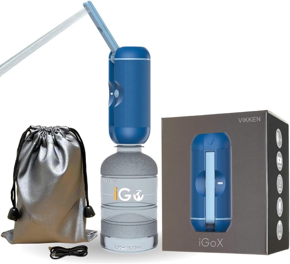 VIKKEN® 250ml iGo X Portable Travel Bidet USB-Type C Rechargeable Electric Mobile Handheld Ultra Strong Water Spray Personal Hygiene Self Care for Women & Men