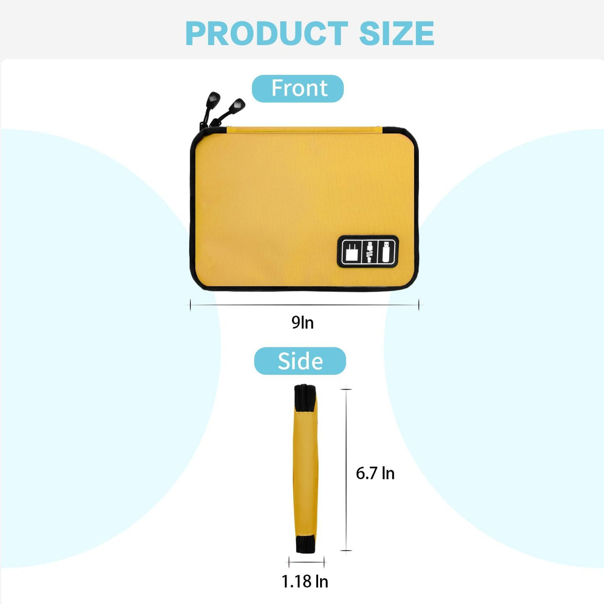 Electronics Travel Organizer,Portable Waterproof Electronic Travel Storage Bag for Small Charging Cord Storage,Charger,SD Card etc,for Travel,Business-Yellow Green