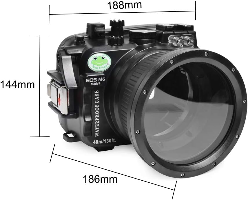 Sea frogs Underwater Camera Case Compatible with Canon EOS M6 Mark II 15-45MM 18-55MM IPX8 40m/130ft Maximum Diving Depth Waterproof Camera Housing for Diving, Surfing, Rowing, Skiing