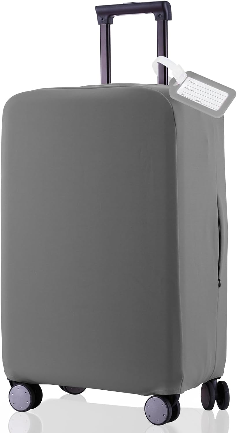 Travel Luggage Cover Suitcase Protector Scratch-Resistant Fit 19-31 Inch Suitcase, Not Included Suitcase (Slate Gray, M(24-25 inch))