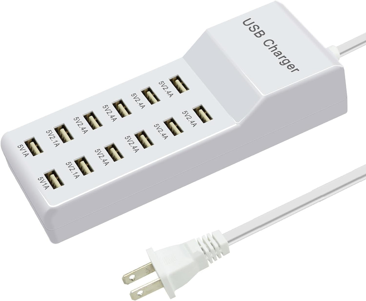 USB Charging Station with 12 Port Power Strip Fast Charging hub for Multiple Devices Compatible with Cell Phones Tablets Laptops (12 USB Ports)