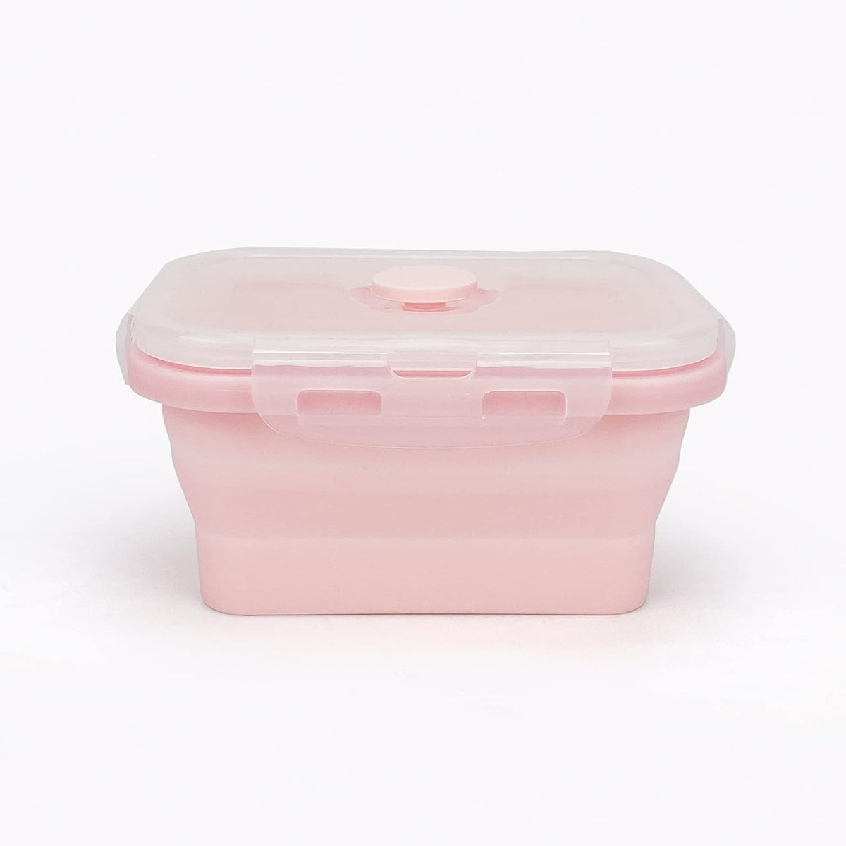 CCyanzi 3piece Collapsible Food Storage Containers with Lids, Silicone Lunch Container, Microwave & Freezer Safe, Space Saving for Kitchen Cabinet and Camping Backpack,(pink)