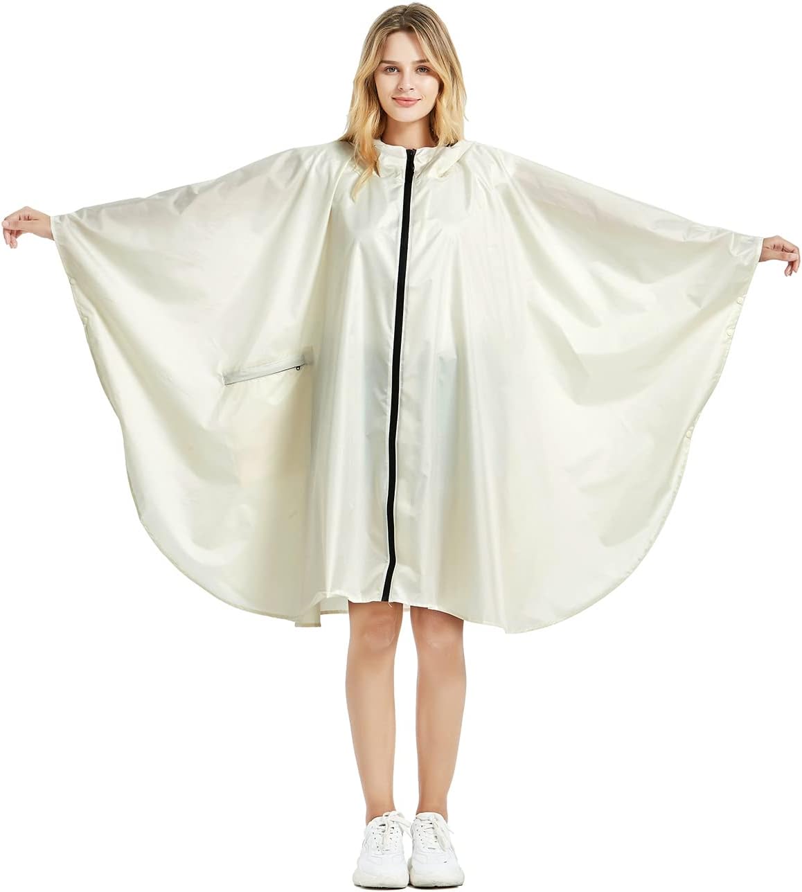 Rain Poncho Jacket Coat Hooded Zipper Style for Women/Men/Adult with Pocket