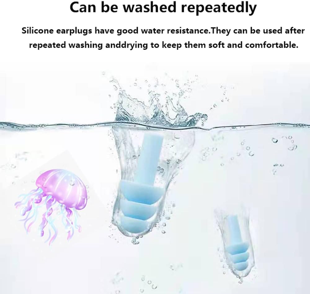 Earplugs for Sleeping Noise Cancelling, Reusable Ear Plugs– Super Soft, Silicone Ear Plug, for Sleeping 8 Pairs, Swimming, Snoring, Concerts, Work, Noisy Places (Color)