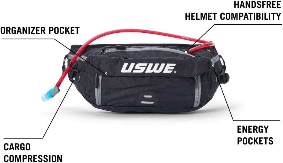 USWE Zulo Hydration Hip Pack - with Organizer and Side Pockets, Bounce Free Hip Belt (Crazy Yellow, 6L)