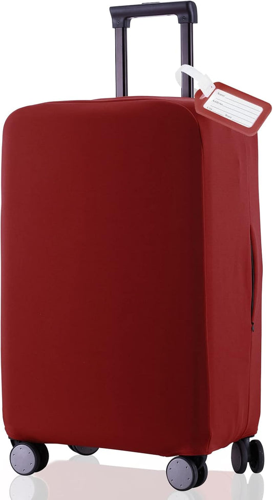 Travel Luggage Cover Suitcase Protector Scratch-Resistant Fit 19-31 Inch Suitcase, Not Included Suitcase (Claret, XL(28-29 inch))