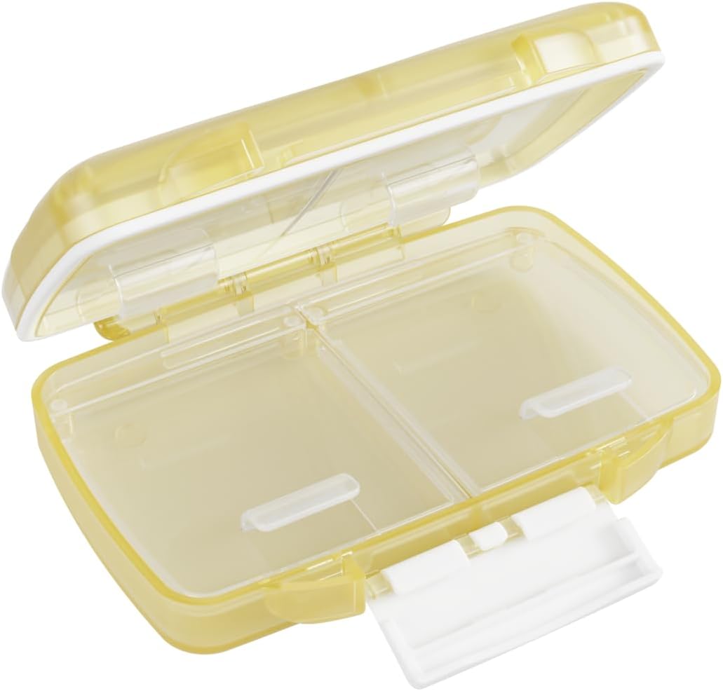 EZY DOSE Moisture-Proof Pill Case, Medicine Planner, Vitamin Organizer Box, Travel-Friendly, Latch-Closure to Secure Contents, 4 Individual Compartments of Multiple Sizes with Tight Seal, Small, Cream