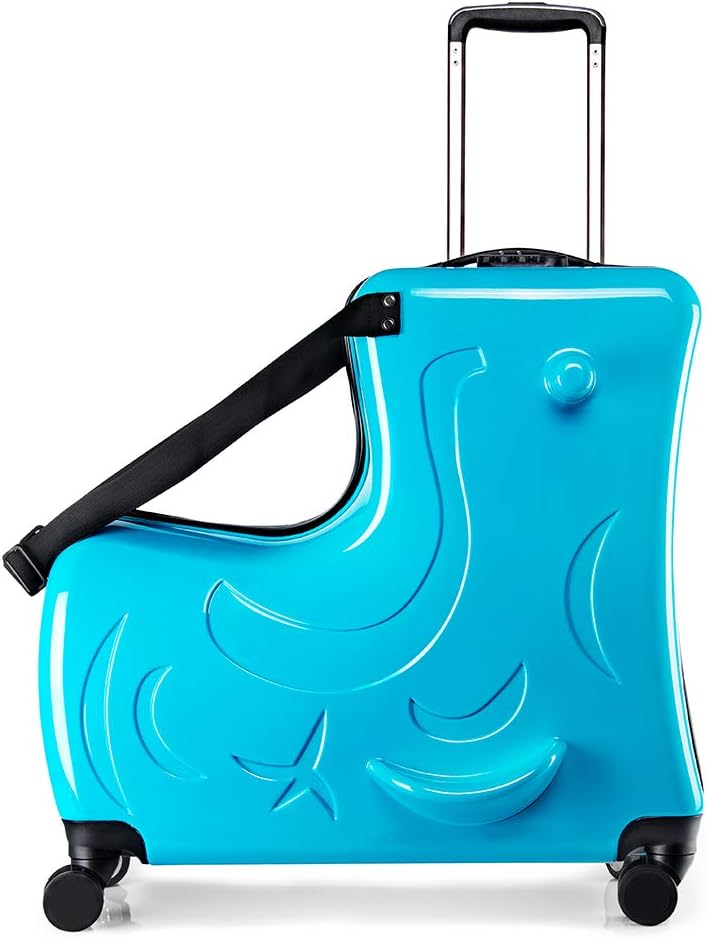 N-A Kids Ride On Suitcase with Wheels, Scooter Luggage for Toddlers Travel, Durable Children's Suitcase for Boys & Girls Ages 2-13 Years