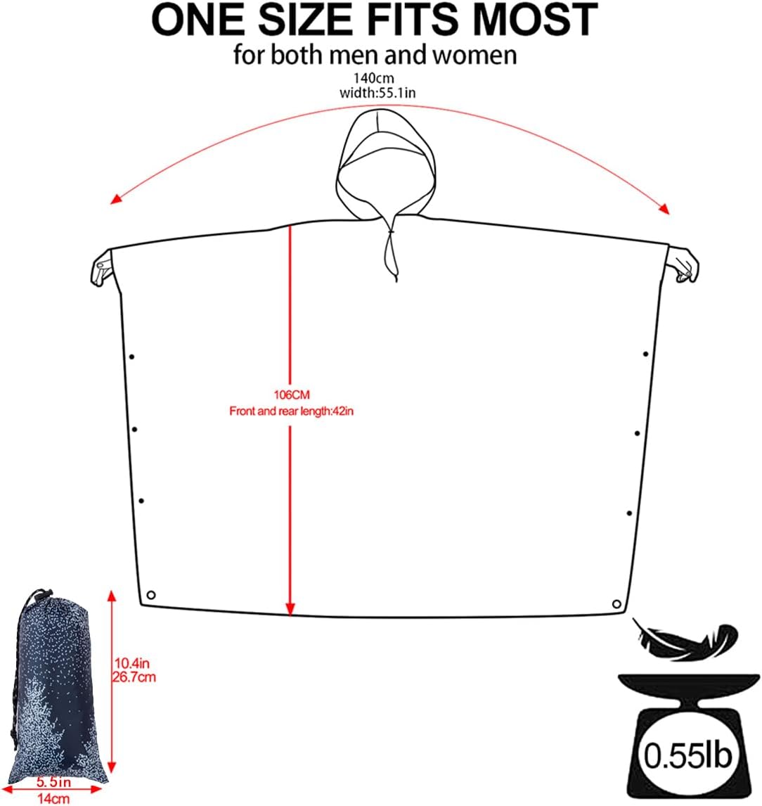 salamra Hooded Rain Poncho Waterproof Raincoat Jacket for Men/Women/Adults with Pocket