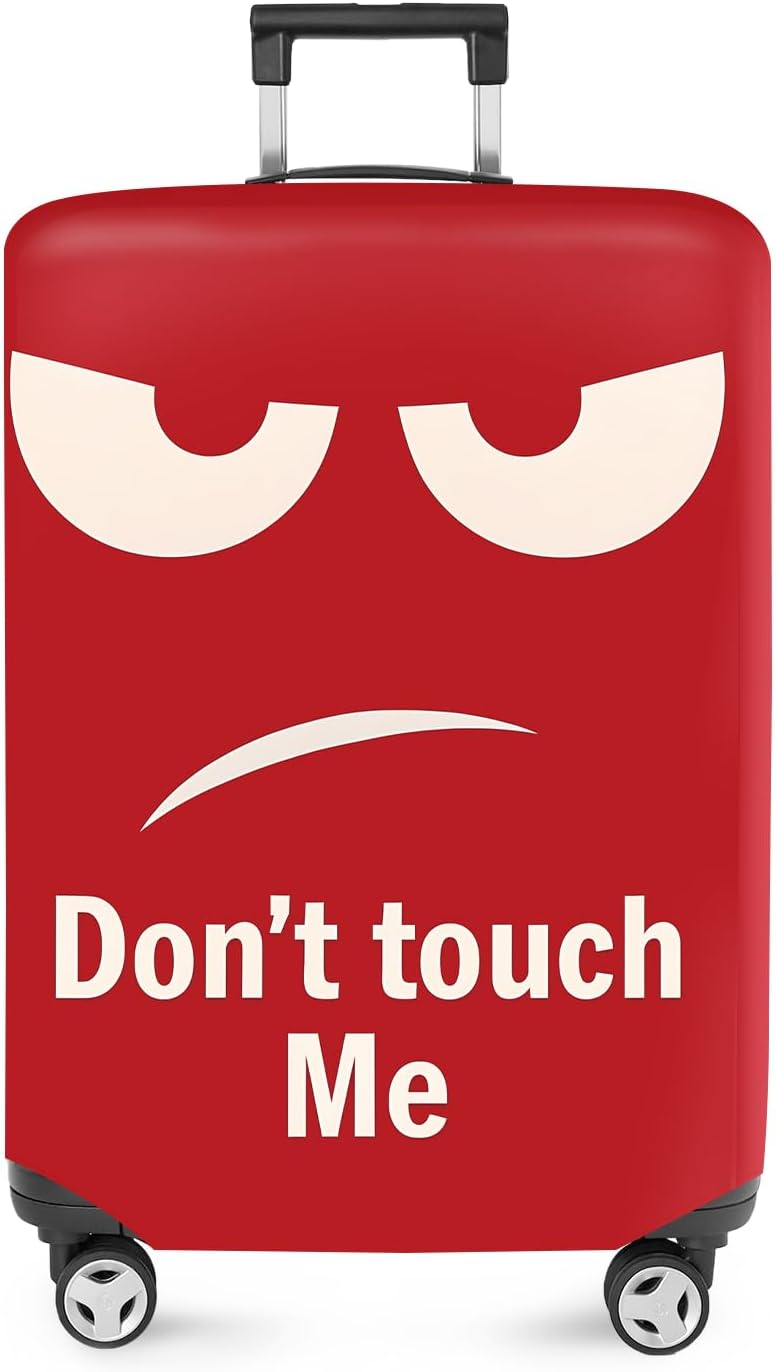 ANNA QUEEN Funny Luggage Cover, Don't Touch Me Red Face Design, Stretchable, Washable Travel Protector for 24-26 Inch Luggage
