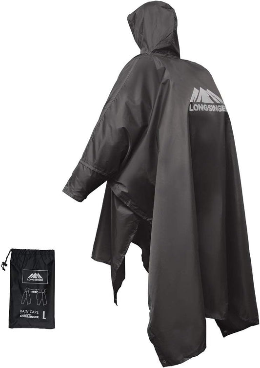 longsinger Rain Poncho for Adult, Waterproof Rain Poncho with Hood and Sleeve, Ideal for Hiking, Hunting, Camping
