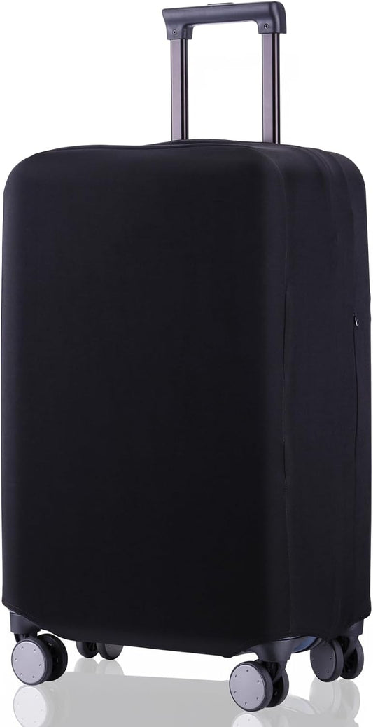Travel Luggage Cover Suitcase Protector Scratch-Resistant Fit 19-31 Inch, Not Included Suitcase (Black, L(26-27inch))