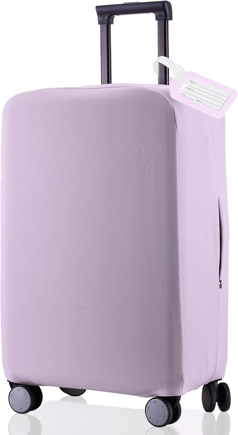 Travel Luggage Cover Suitcase Protector Scratch-Resistant Fit 19-31 Inch Suitcase, Not Included Suitcase (Lavender Purple, M(24-25 inch))