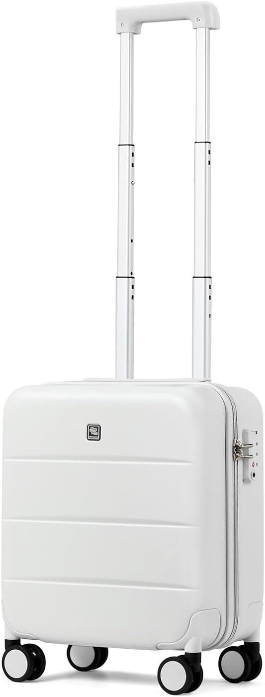 Hanke 16 Inch Underseat Carry On Luggage with Spinner Wheels Hard Shell Suitcases Mini Small Carry On Bag for Airline Approved TSA Luggage Lightweight Travel Suit Case(Smoke White)