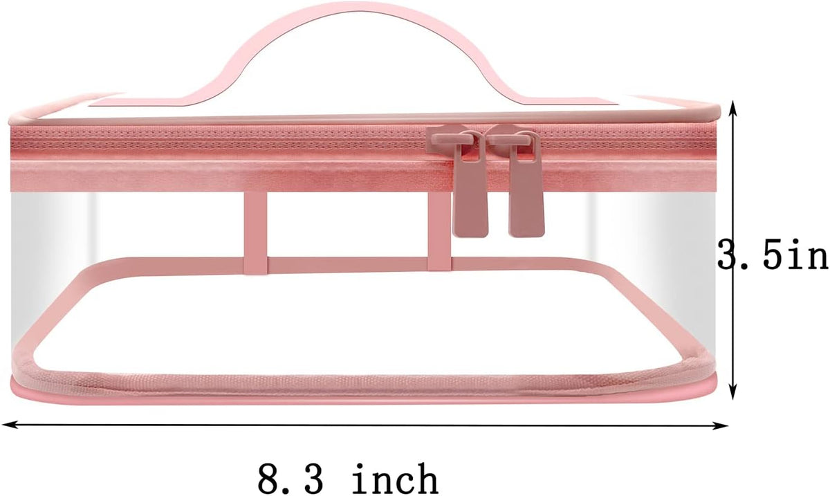 Clear Makeup Bags, 2 Pcs Transparent Cosmetic Bags, Pink, Black